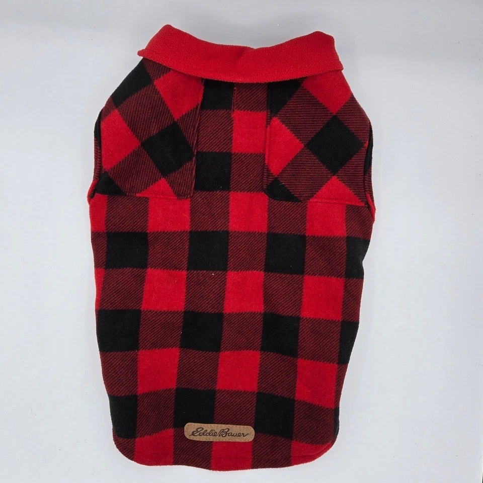 Eddie Bauer Pet Fleece Vest Buffalo Plaid Red Black Dog Apparel Large - Image 1 of 4