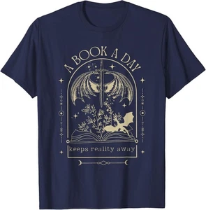 A Book A Day Keeps Reality Away Literatur Lesen T-Shirt Hoodie - Bild 1 von 16