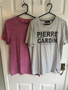 Job Lot Bundle Men’s Small T-Shirts Size S SuperDry Pierre Cardin Pink Grey - Picture 1 of 8