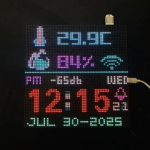 NTP digital clock Colorful LED display temperature humidity Color can be set - Picture 1 of 7