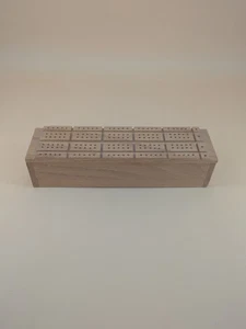 Vintage Complete Domino Set Cribbage in Original 11" x 3" Wooden Box - Dominoes - Picture 1 of 7