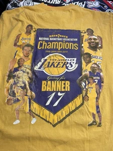 Vintage Lakers Back To Back Kobe Championship T Shirt Gold, 2008-2010 Champs T - Picture 1 of 9