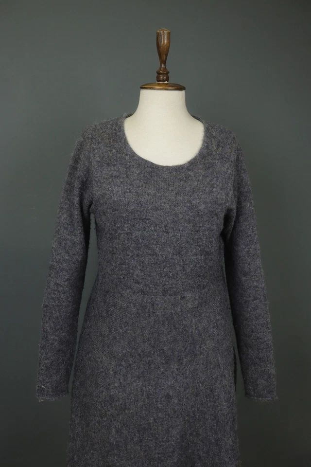 Peruvian Connection Gray Nylon Long Sleeve Round Neck Pullover Sheath Dress Sz M - Image 1 of 4