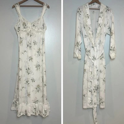 Camisón y bata vintage años 90 Victoria's Secret talla M cabaña algodón floral excelente Foto 1 de 4