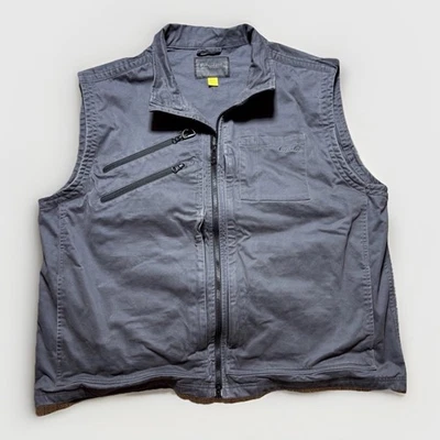 Cabela's Chaleco Cuello Áspero Para Hombre 2XL Grande Informal Retro Gris Desteñido Cremallera Completa Ropa de Trabajo Foto 1 de 4