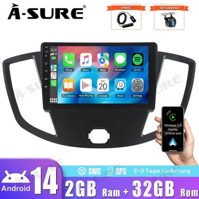 9" Carplay Android14 DAB+ Für Ford Transit Tourneo Custom 2013-19 Autoradio GPS - Bild 1 von 4