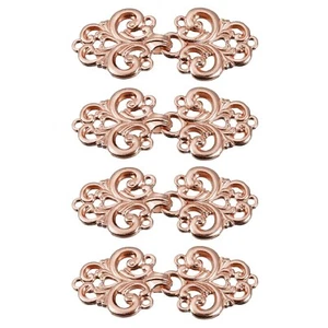 Cloak Clasp, 4 Pairs Vintage Flower Cape Clasps Sew on (Copper Colour) - Picture 1 of 4