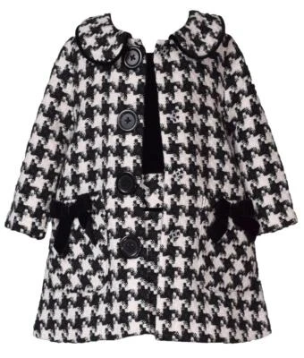 NUEVO Conjunto Abrigo Vestido Bonnie Jean Niñas Talla 2T "BLACK WHITE HOUNDSTOOTH" NUEVO CON ETIQUETAS Foto 1 de 4