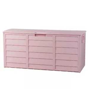 75-Gallon Outdoor Garden Resin Storage Deck Box Chest Tool Cushions Toys, Pink - Picture 1 of 10