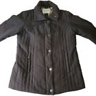 Quilted Coat Jacket Size 12 Womans Brown Padded Zip Pocket Button Collared Canda