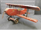 Biplane Vintage Large Red Painted Wooden  Airplane Folk Art Air Craft Model-NIB