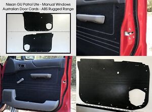 Black ABS Waterproof Door Cards Fits Nissan GU Patrol Y61 Ute Manual Window x2