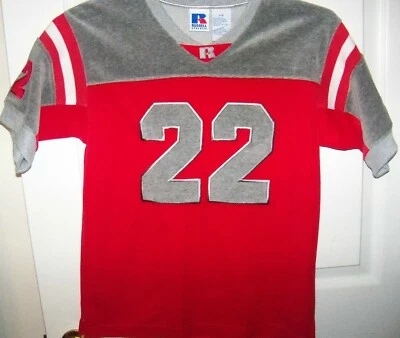 Camiseta de fútbol Russell Athletic roja gris súper suave para niños talla 8 nueva con etiquetas Foto 1 de 2