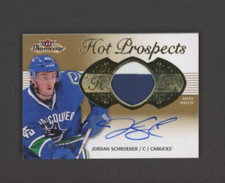 2013-14 Fleer Showcase Hot Prospects Patch Autograph Jordan Schroeder RC /375