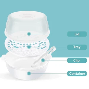 Microwave Bottle Sterilizer Steam Sterilizer Fits 6 Baby Bottles for Baby Bottle - Picture 1 of 10