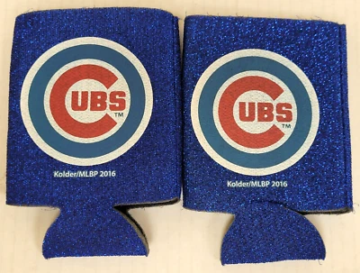 MLB Chicago Cubs GLITTER Can Cooler, Coozie, Koozie, NEW (Set of 2) - Image 1 of 2