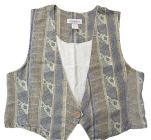 Vtg STAMPEDE Womens Western Vest 90's Y2K Denim SZ Large USA Made Southwestern - Picture 1 of 10