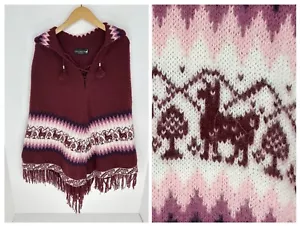 Alpaca Connection Pullover Poncho Sweater Topper Shawl Aztec OS One Size Peru - Picture 1 of 10