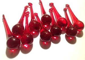 Raindrop Glass Crystals 75MM Red - 10 PCS (P138) - Picture 1 of 3