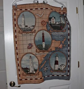 Leuchttürme des Nordostens gewebter Wandteppich Überwurf Decke 37" x 26 1/2" - Bild 1 von 7
