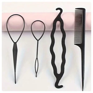 4PCS Hair Braid Ponytail Maker Hair Styling Tool Loop Maker Topsy Convey Bun - Picture 1 of 19