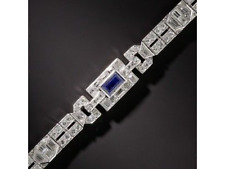 Sterling Mens Bracelet 925 Silver Blue & White Best Gifting CZ Square CZ Jewelry
