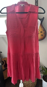 Joie Silk Bright Pink Drop Waist Pleated Sleeveless Summer Dress Women Size S - Picture 1 of 14