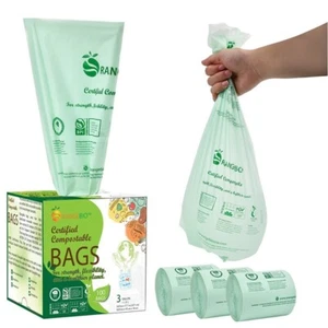 Bolsas de basura OrangeBio 100 % compostables, 3 galones, 100 unidades, grosor extra 0,71 mil - Imagen 1 de 7