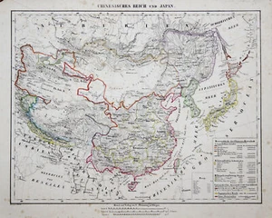 China Japan Korea Original Lithografie Landkarte Flemming 1854 - Picture 1 of 1