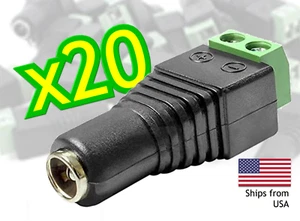 20Pcs DC Power Female Barrel Plug Connector 2.1 x 5.5 mm Terminal Jack - Picture 1 of 2