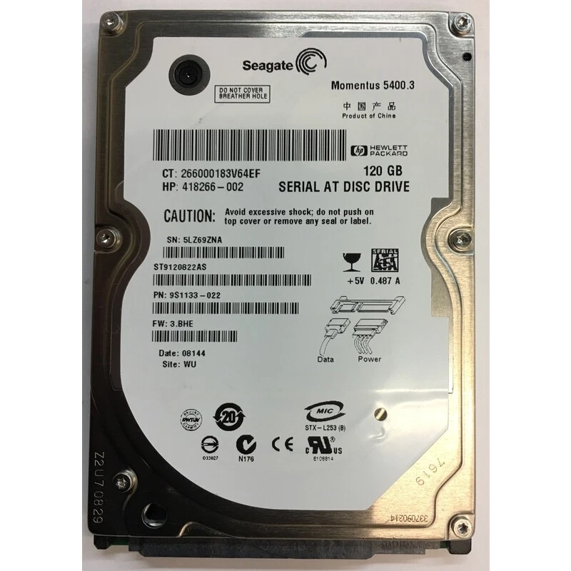 418266-002 - Seagate 120GB 5400 RPM SATA 2.5" HDD - Image 1 of 1