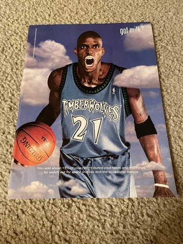 Vintage 2001 KEVIN GARNETT GOT MILK? Poster Print Ad #2 MINNESOTA TMBERWOLVES Cover