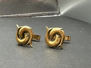 Vintage Metropolitan Museum Art Double Dolphin Goldtone Cufflinks MMA - Picture 1 of 3