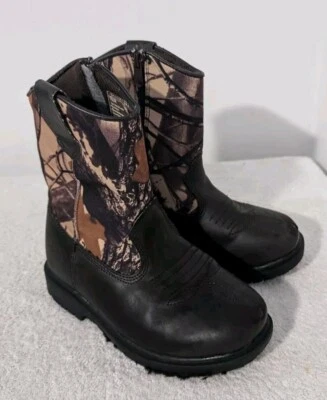 Western Deer Stags Tour Boots Camo Hunting Lined Side Zip Boys Size 13M - Image 1 of 4