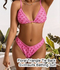 MakeMeChic Blumendruck Bikini Spaghettiträger hoch geschnitten Badeanzug Damen Medium - Bild 1 von 10