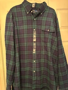 Polo By Ralph Lauren Men's Luxury Flannel Green Plaid Shirt Button mens XL  NWOT - Picture 1 of 8
