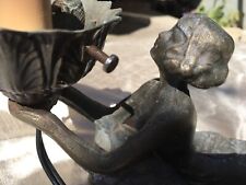 Antique 1930s Art Nouveau Girl Statue  Accent Lamp Stamped Ying Long