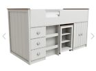 Cabin bed mid sleeper with desk, light grey. Collection from Walsall