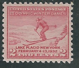 #716...2 Cent...Skier...10 Stamps...Mint Hinged,  No Gum, etc. - Picture 1 of 1