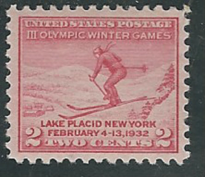#716...2 Cent...Skier...10 Stamps...Mint Hinged,  No Gum, etc. - Image 1 of 1