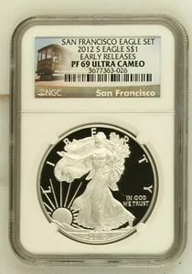 2012 S Bullion Silver Eagles NGC PF-69 ULTRA CAMEO SAN FRANCISCO EAGLE SET EARLY - Picture 1 of 2