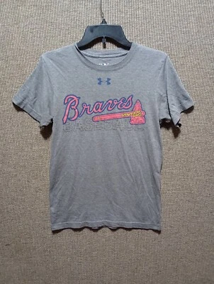 Under Armour Size Small Atlanta Braves Baseball Short Sleeve T-shirt Gray - Image 1 of 4