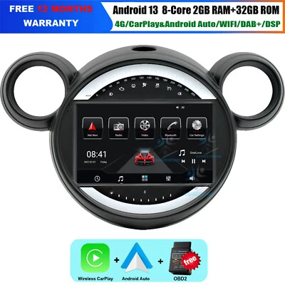 9"Android 13 Autoradio GPS Navi Carplay Video für BMW MINI COOPER R56 2010-2016 - Bild 1 von 4
