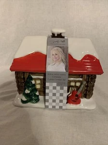 Dolly Parton Limited Edition Christmas Ceramic Cookie Jar Cabin Snow Guitar Home - Picture 1 of 7