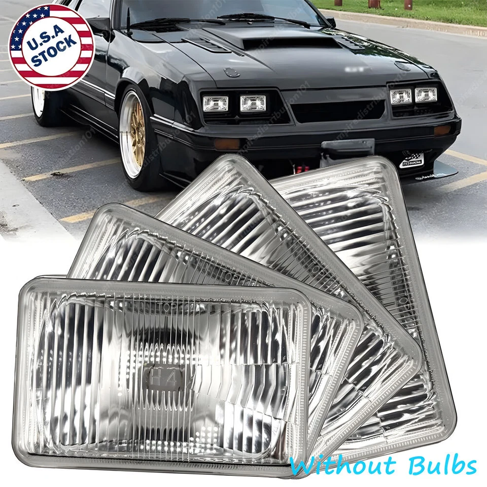 4x For Ford Mustang 1979-1986 DOT 4x6" Square LED Headlights Hi/Lo Beam S+ - Bild 1 von 4