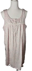 Vintage 80s Village Women Nightgown Housecoat Floral Pink White size 2X - Picture 1 of 6