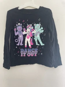 TCP Kid Girl Cute Glitter Animal Dance Cotton Crewneck Long Sleeve Shirt Black M - Picture 1 of 4