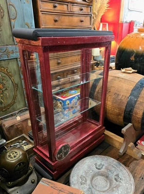 Antique rare Germany BAYER wooden glass display pharmaceutical cabinet - image 1 of 4