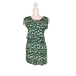 michael Michael Kors Women summer Dress tie Waist Size Small green white print - Picture 1 of 8