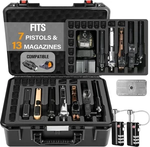 TSA zugelassener Pistolenkoffer für mehrere Kurzwaffen - wasserdichter Hartwaffenkoffer mit P - Bild 1 von 6